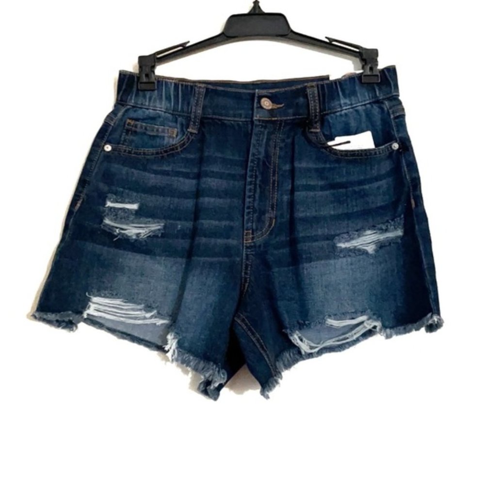 SINCERELY JULES Super High Rise Wedge Distressed Shorts